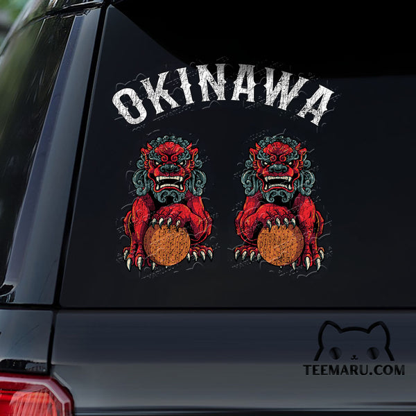 OKDC0157 - Personalized Shisa Dogs Okinawa Car Decal -