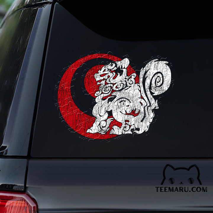 OKDC0158- - Personalized Shisa Dog Flag Okinawa Car Decal -