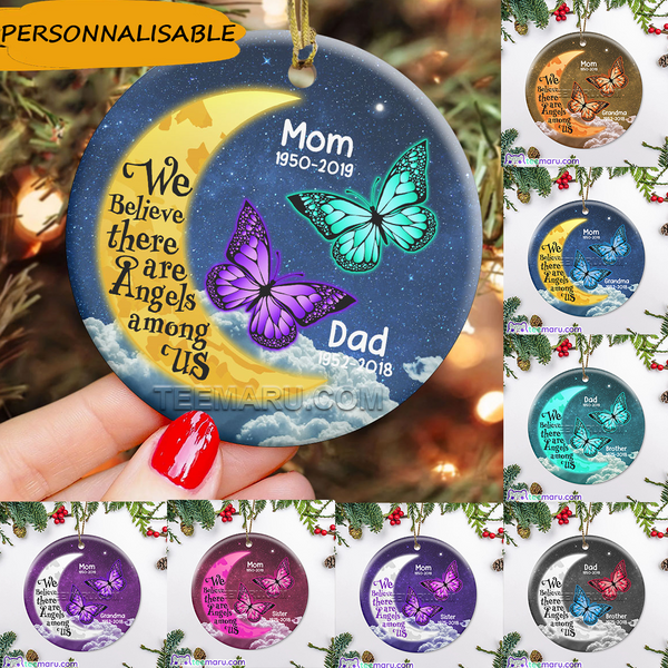 Personalized Butterfly Angels Among Us Christmas Memorial Ornament CPOLVBC0001