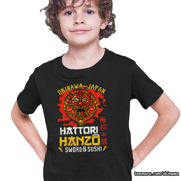 TeeMaru Okinawa Youth T-Shirt OKTS037 - Warrior Okinawa Japan Hattori Hanzo Sword And Sushi