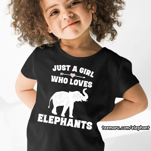 TeeMaru Elephant Youth T-Shirt ELTS032 - Just A Girl Who Loves Elephants