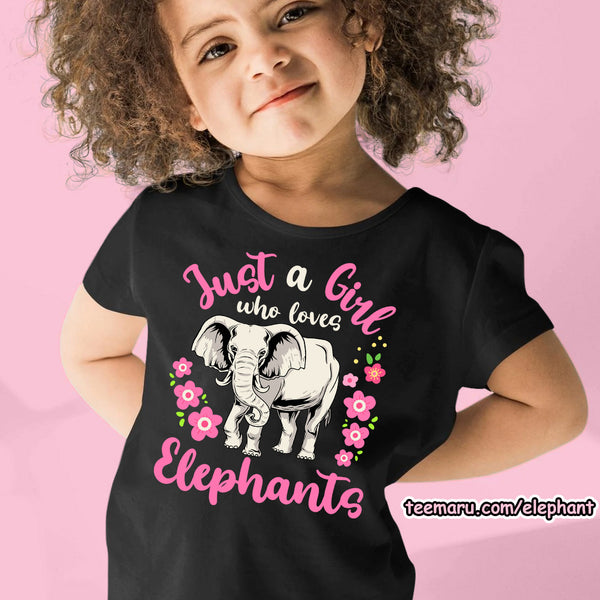TeeMaru Elephant Youth T-Shirt ELTS033 - Just A Girl Who Loves Elephants
