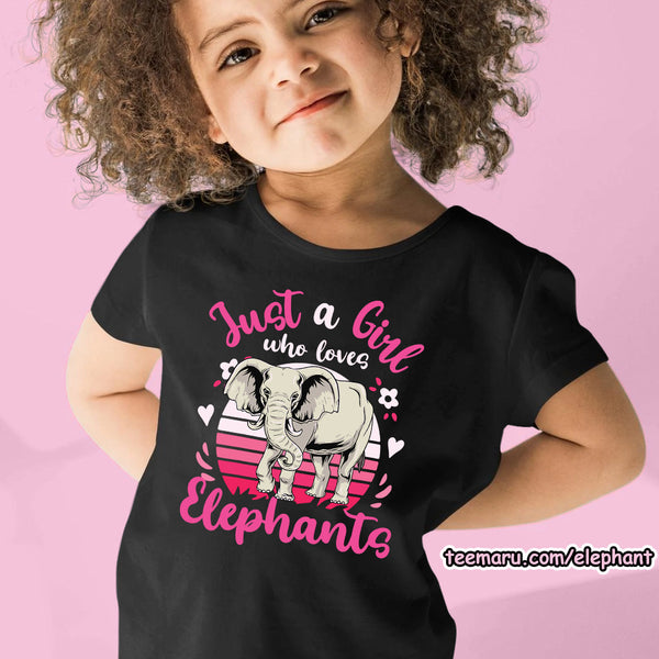 TeeMaru Elephant Youth T-Shirt ELTS034 - Just A Girl Who Loves Elephants