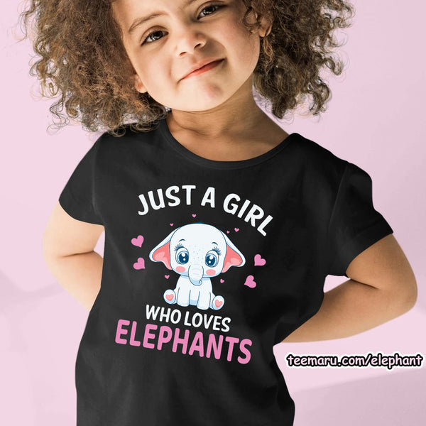 TeeMaru Elephant Youth T-Shirt ELTS035 - Just A Girl Who Loves Elephants