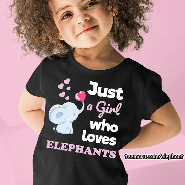 TeeMaru Elephant Youth T-Shirt ELTS037 - Just A Girl Who Loves Elephants