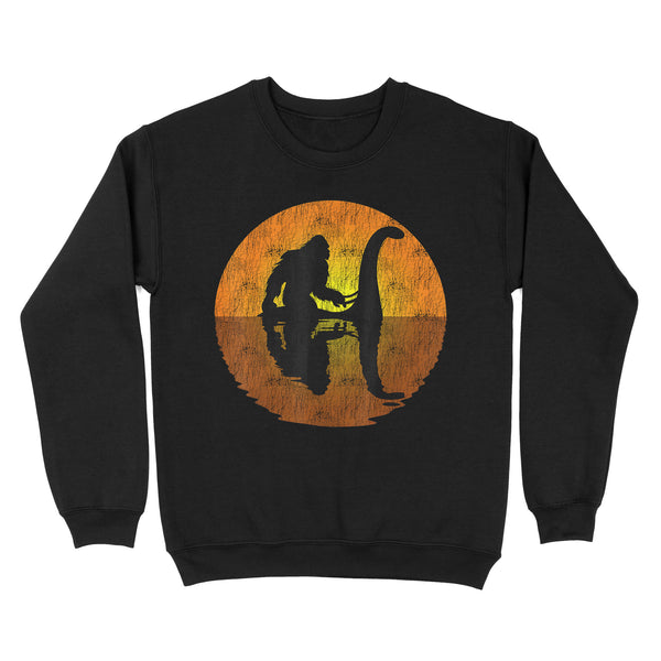 TeeMaru Bigfoot Sweatshirt MC023- Bigfoot Riding On Nessie Loch Ness Monster Sasquatch