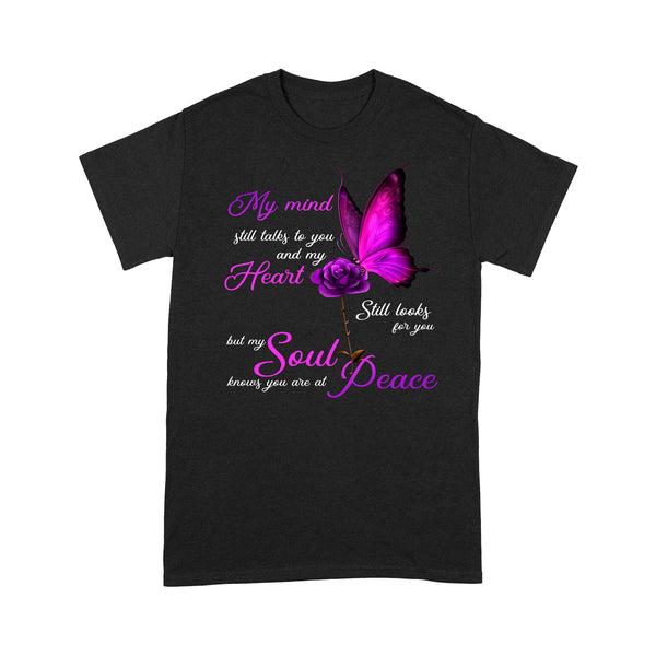 My Mind Still Talks To You Violet Butterfly METS0011 - Butterfly Memorial T-Shirt