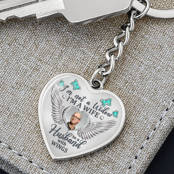 Turquoise Butterfly Im Not A Widow Memorial Heart Keychain HNLVBC0009