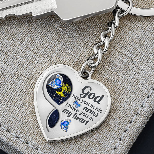 Light Blue Butterfly God Has You Memorial Heart Keychain HNLVBC0014