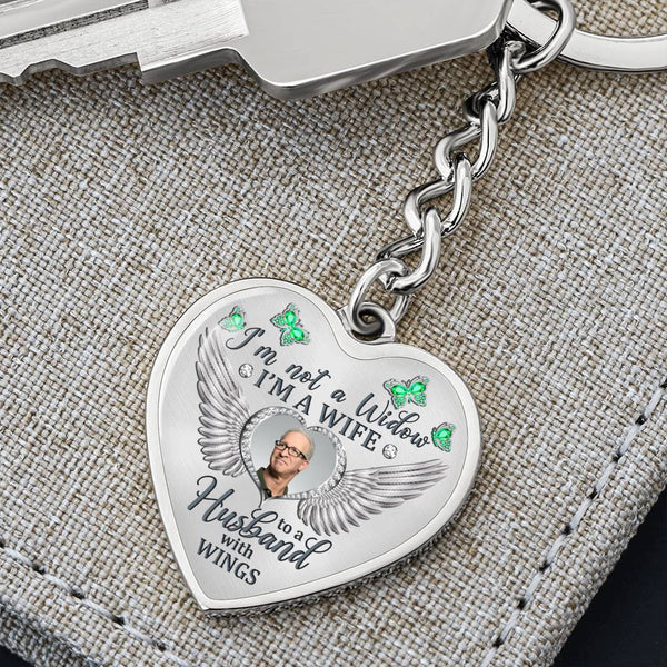 Aquamarine Butterfly Im Not A Widow Memorial Heart Keychain HNLVBC0009