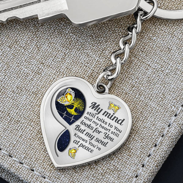 Yellow Butterfly My Mind Memorial Heart Keychain HNLVBC0012