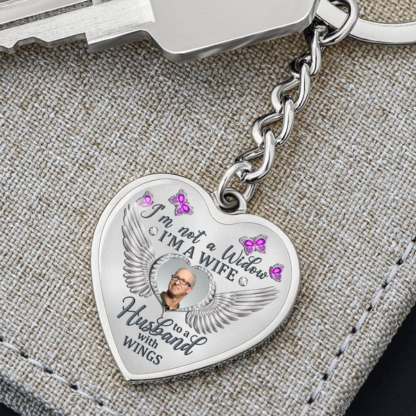Magenta Butterfly Im Not A Widow Memorial Heart Keychain HNLVBC0009