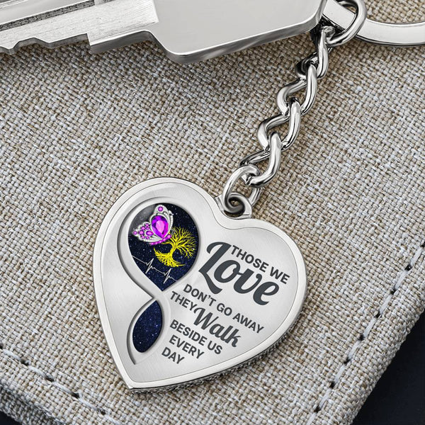Violet Butterfly Those We Love Memorial Heart Keychain HNLVBC0015