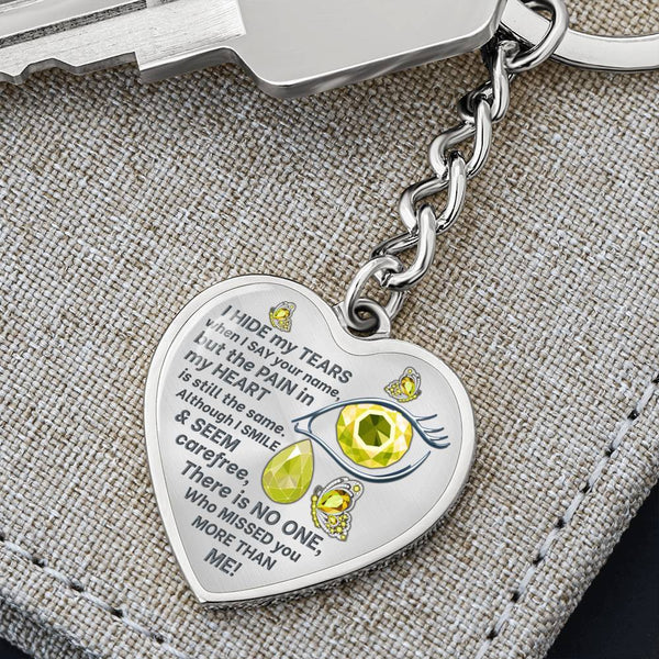 Yellow Butterfly I Hide My Tears Memorial Heart Keychain HNLVBC0004