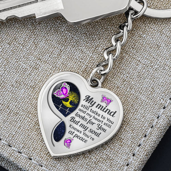 Violet Butterfly My Mind  Memorial Heart Keychain HNLVBC0012