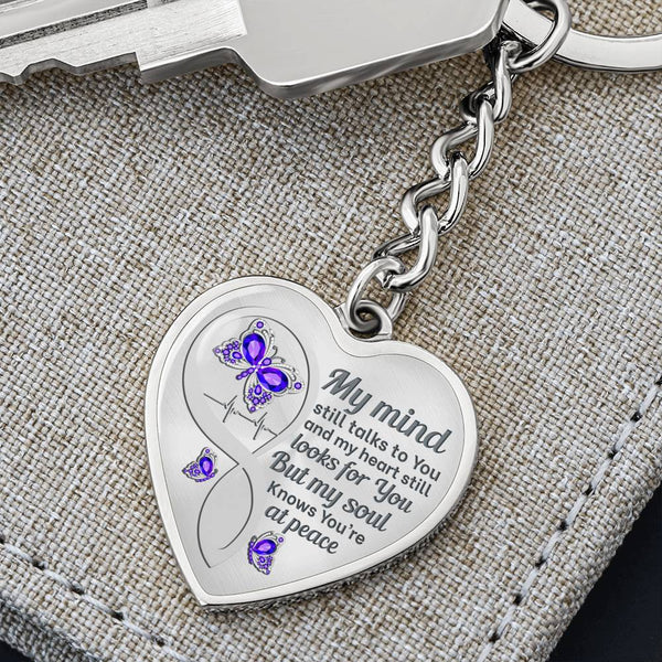 Purple Butterfly My Mind Memorial Heart Keychain HNLVBC0005