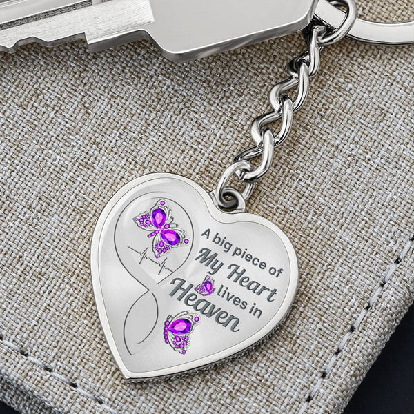 Violet Butterfly A Big Piece Memorial Heart Keychain HNLVBC0006