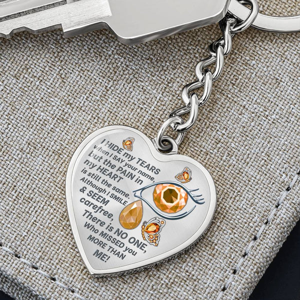 Orange Butterfly I Hide My Tears Memorial Heart Keychain HNLVBC0004