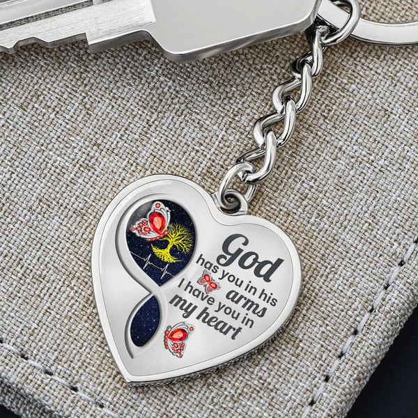 Red Butterfly God Has You Memorial Heart Keychain HNLVBC0014