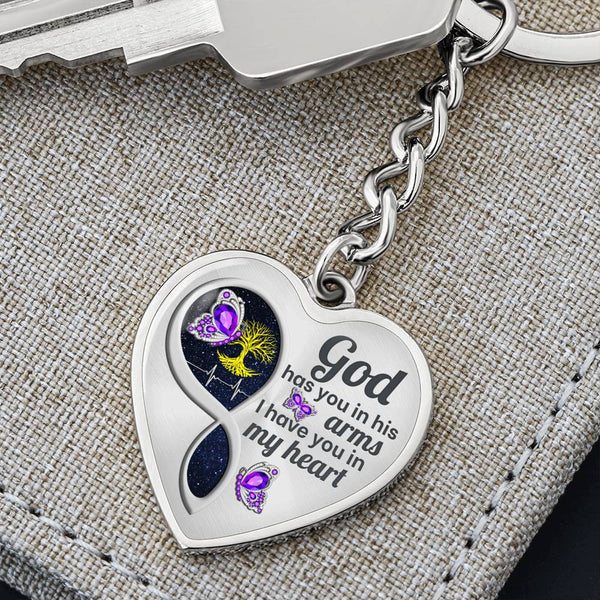 Purple Butterfly God Has You Memorial Heart Keychain HNLVBC0014