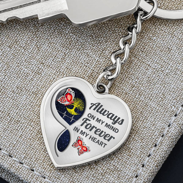 Red Butterfly Always In My Mind Memorial Heart Keychain HNLVBC0017