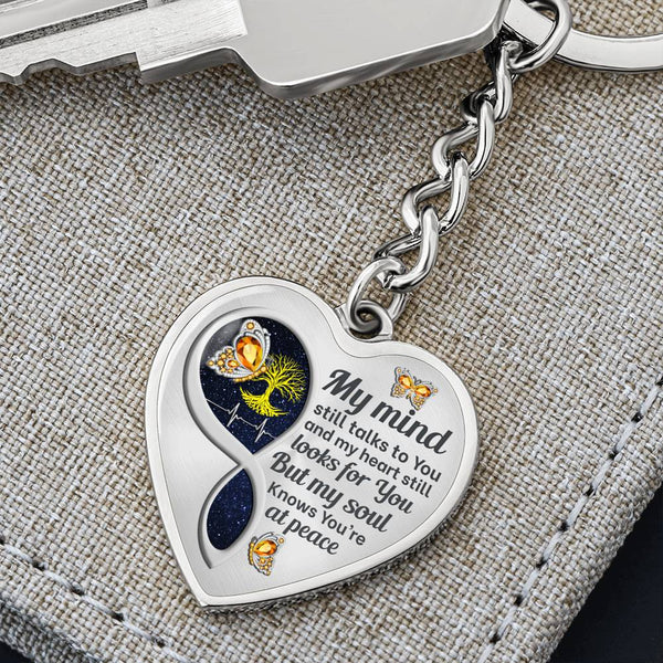Orange Butterfly My Mind Memorial Heart Keychain HNLVBC0012