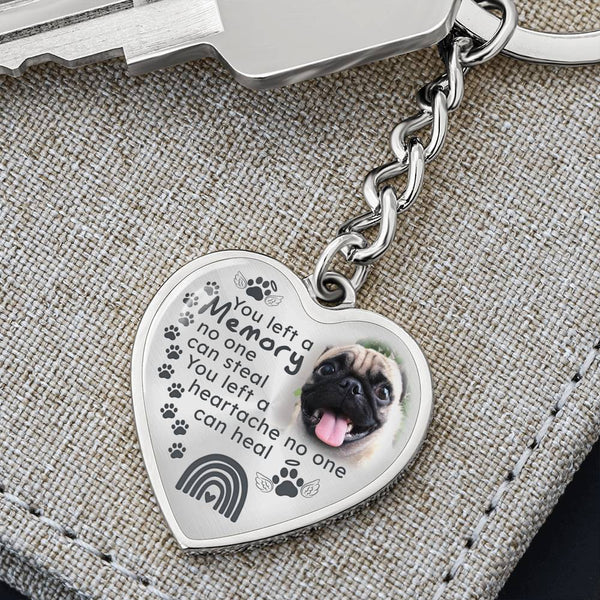 Pet Paw You Left A Memory HNLVBC0022 Memorial Heart Keychain
