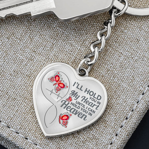 Red Butterfly Hold You In My Heart Memorial Heart Keychain HNLVBC0007