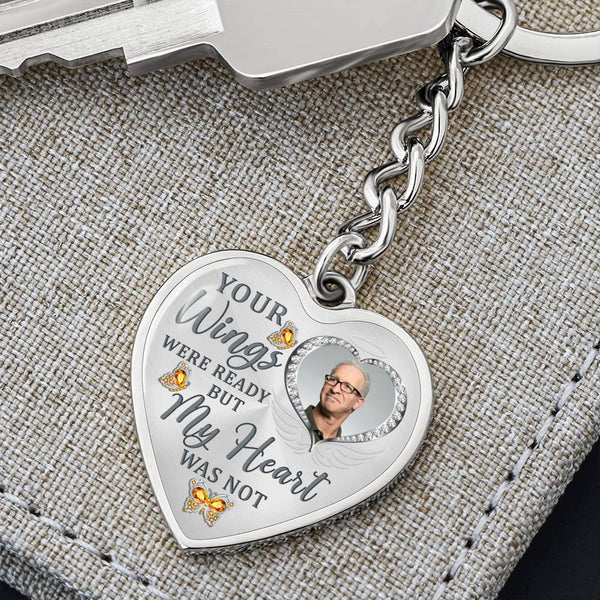Orange Butterfly Your Wings Were Ready Memorial Heart Keychain HNLVBC0010