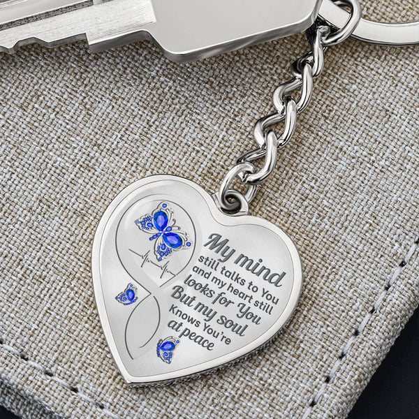 Blue Butterfly My Mind Memorial Heart Keychain HNLVBC0005