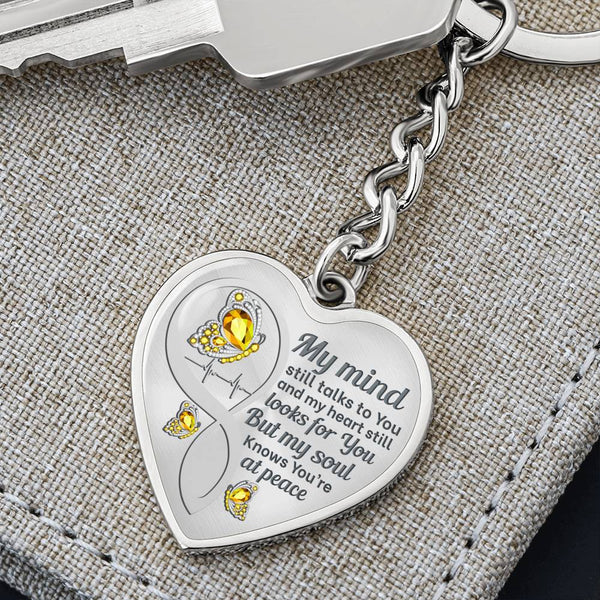 Yellow Butterfly My Mind Memorial Heart Keychain HNLVBC0002