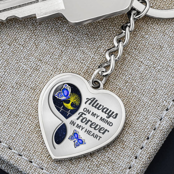 Blue Butterfly Always In My Mind Memorial Heart Keychain HNLVBC0017