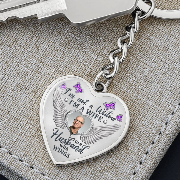 Violet Butterfly Im Not A Widow Memorial Heart Keychain HNLVBC0009
