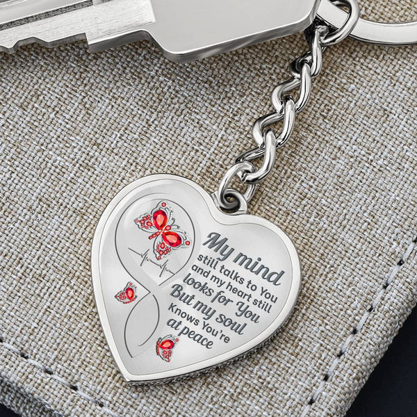 Red Butterfly My Mind Memorial Heart Keychain HNLVBC0005