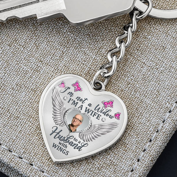 Pink Butterfly Im Not A Widow  Memorial Heart Keychain HNLVBC0009