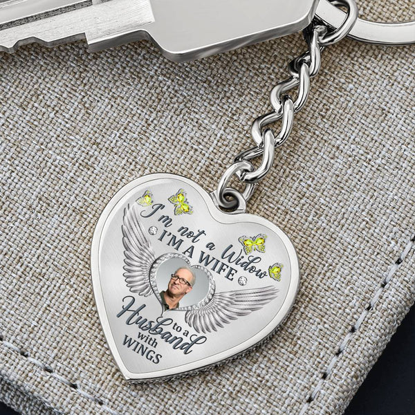 Yellow Butterfly Im Not A Widow Memorial Heart Keychain HNLVBC0009