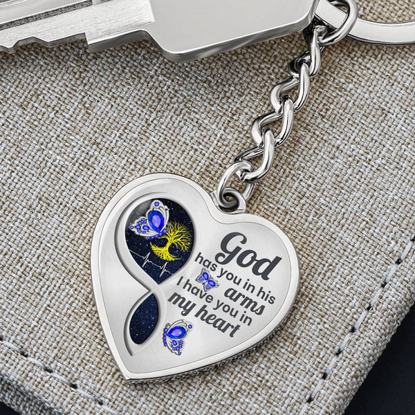 Blue Butterfly God Has You Memorial Heart Keychain HNLVBC0014