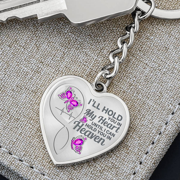 Magenta Butterfly Hold You In My Heart Memorial Heart Keychain HNLVBC0007