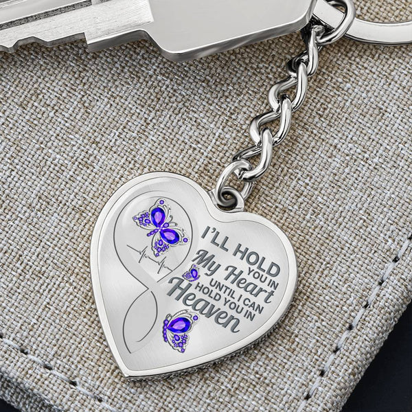 Purple Butterfly Hold You In My Heart Memorial Heart Keychain HNLVBC0007