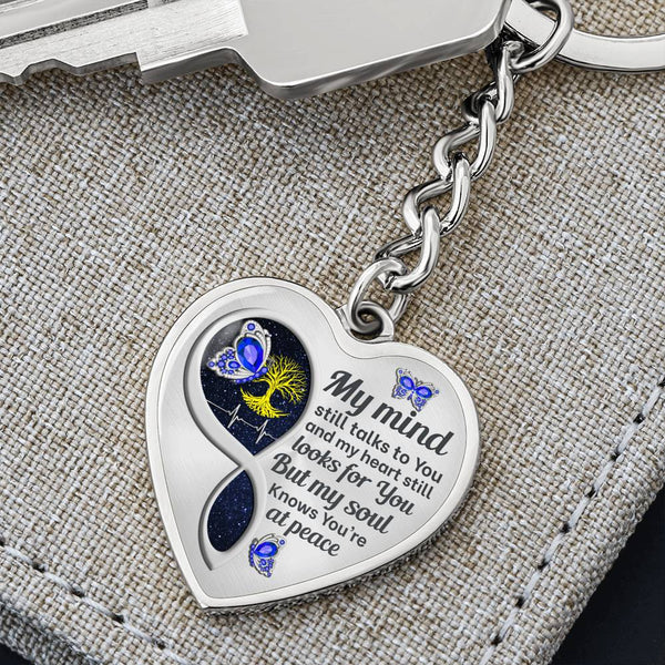 Blue Butterfly My Mind Memorial Heart Keychain HNLVBC0012