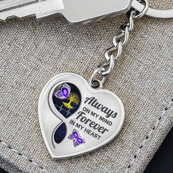 Purple Butterfly Always In My Mind Memorial Heart Keychain HNLVBC0017