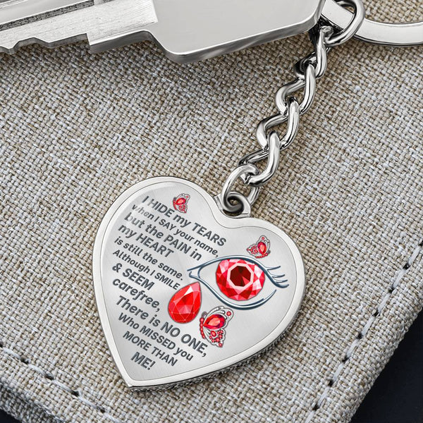 Red Butterfly I Hide My Tears Memorial Heart Keychain HNLVBC0004