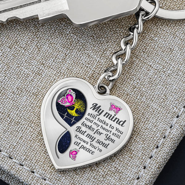 Magenta Butterfly My Mind  Memorial Heart Keychain HNLVBC0012