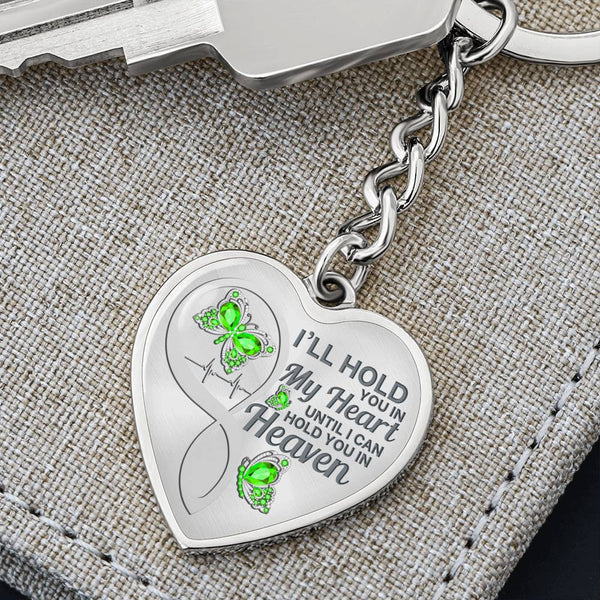 Green Butterfly Hold You In My Heart Memorial Heart Keychain HNLVBC0007