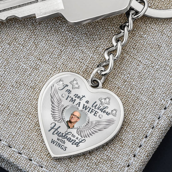 White Butterfly Im Not A Widow Memorial Heart Keychain HNLVBC0009