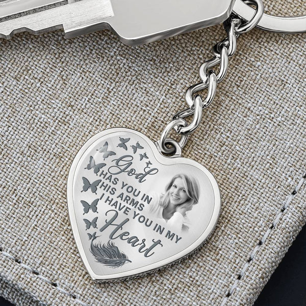 Butterfly God Has You Memorial Heart Keychain HNLVBC0011