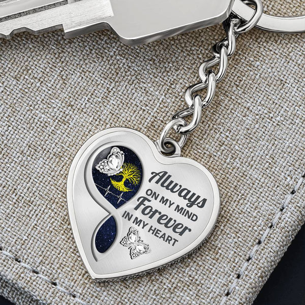 White Butterfly Always In My Mind Memorial Heart Keychain HNLVBC0017