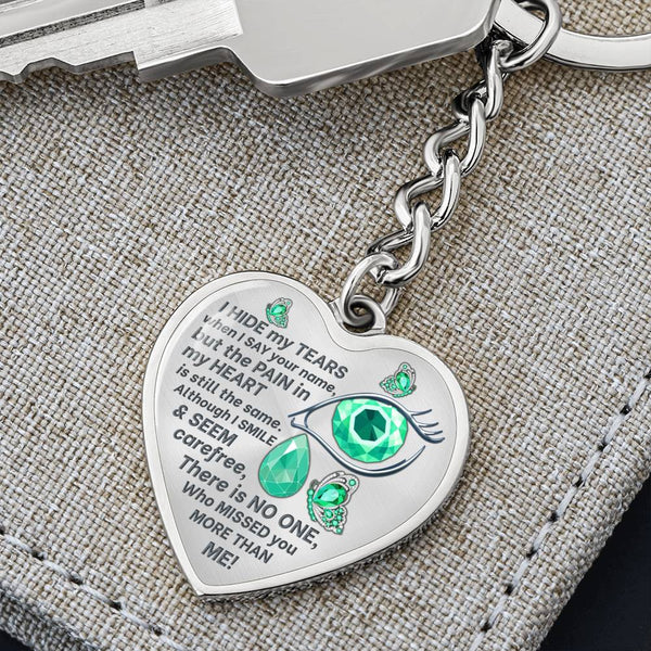 Aquamarine Butterfly I Hide My Tears Memorial Heart Keychain HNLVBC0004