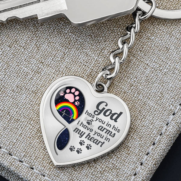 Pet Paw Rainbow God Has You Memorial Heart Keychain HNLVBC0014