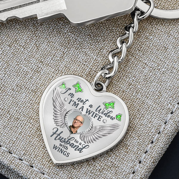 Green Butterfly Im Not A Widow Memorial Heart Keychain HNLVBC0009
